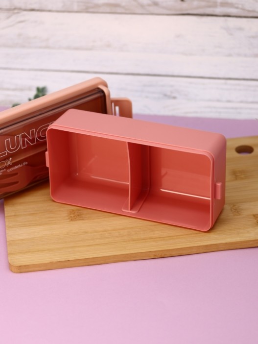 Ланчбокс &quot;Life every day&quot;, pink (ложка+вилка), 700 мл 