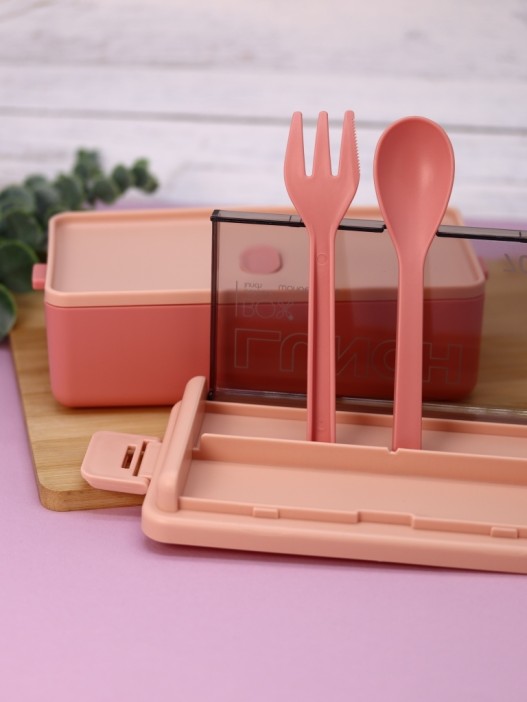 Ланчбокс &quot;Life every day&quot;, pink (ложка+вилка), 700 мл 