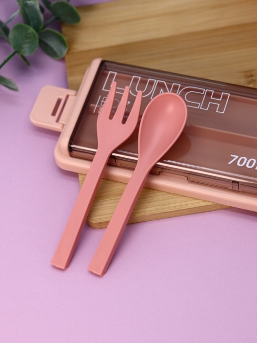 Ланчбокс &quot;Life every day&quot;, pink (ложка+вилка), 700 мл 