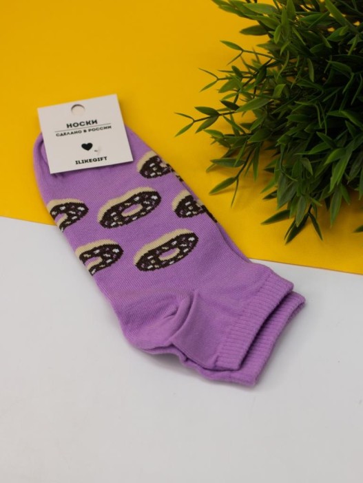Носки женские "Donuts black", фиолетовый, р. 35-40 