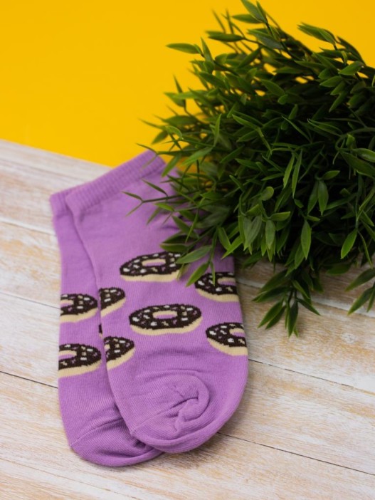 Носки женские "Donuts black", фиолетовый, р. 35-40 