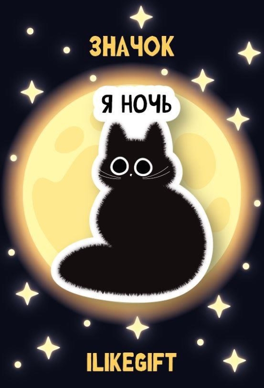 Значок ЭКО из дерева iLikeGift "Я ночь"