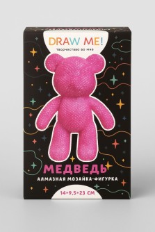 Алмазная мозаика на фигурке Draw Me! "Ярко-розовый мишка", (14*9.5*23 см)