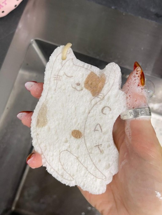 ЭКО губка для посуды "Sleepy cat" 