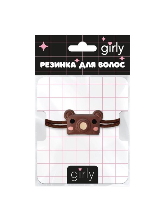 Резинка для волос GIRLY "Камера-мишка", коричневая