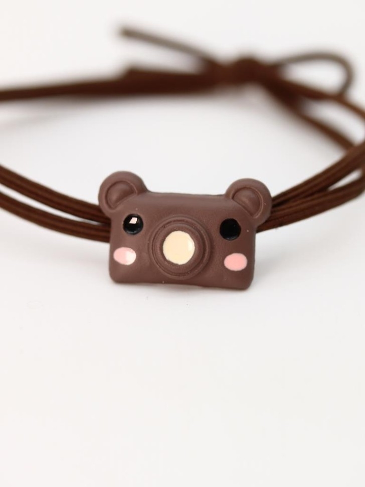 Резинка для волос GIRLY "Камера-мишка", коричневая