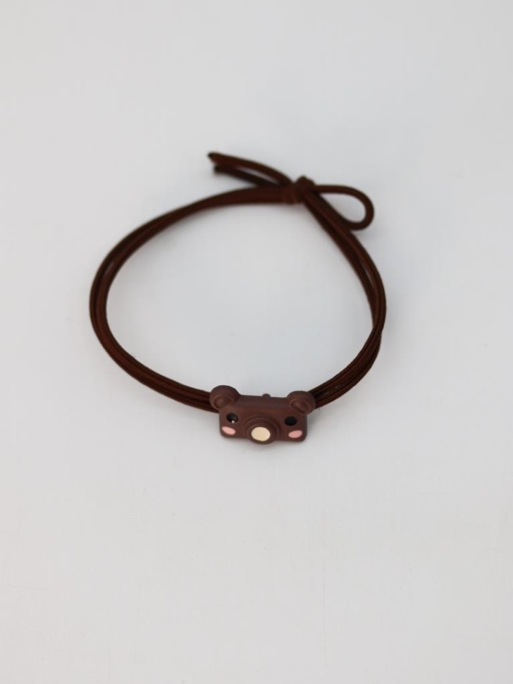 Резинка для волос GIRLY "Камера-мишка", коричневая