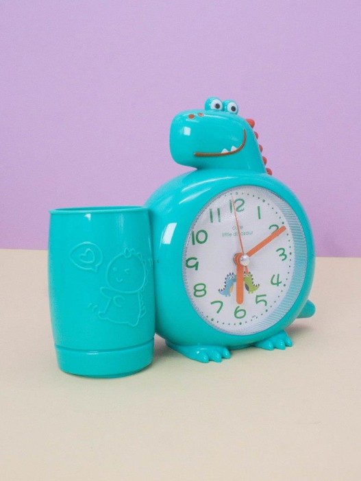 Часы-будильник с подставкой для канцелярии «Dinosaur», green 
