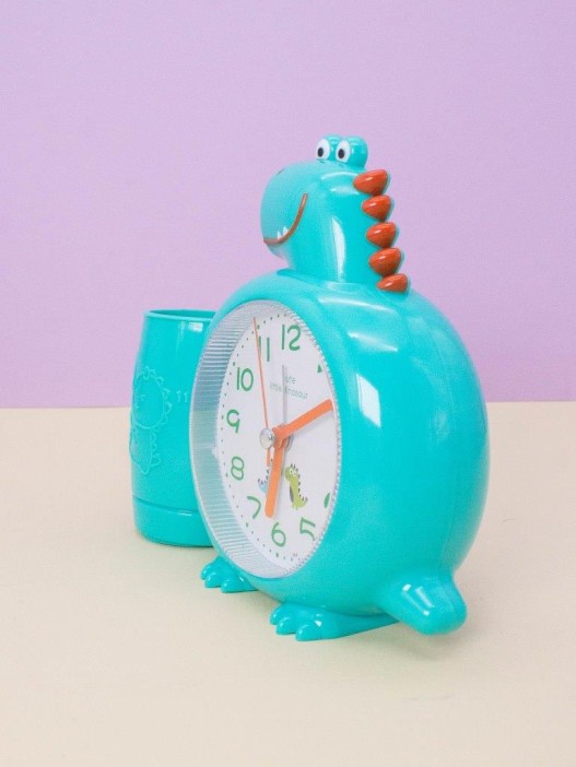 Часы-будильник с подставкой для канцелярии «Dinosaur», green 