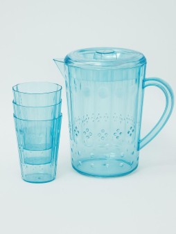 Набор для напитков (кувшин 1500 мл + 4 стакана 300 мл) "Simple set", blue