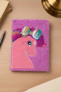 Блокнот плюшевый &quot;Unicorn bow&quot;, purple, 21х15 см, плотность 80 гр.