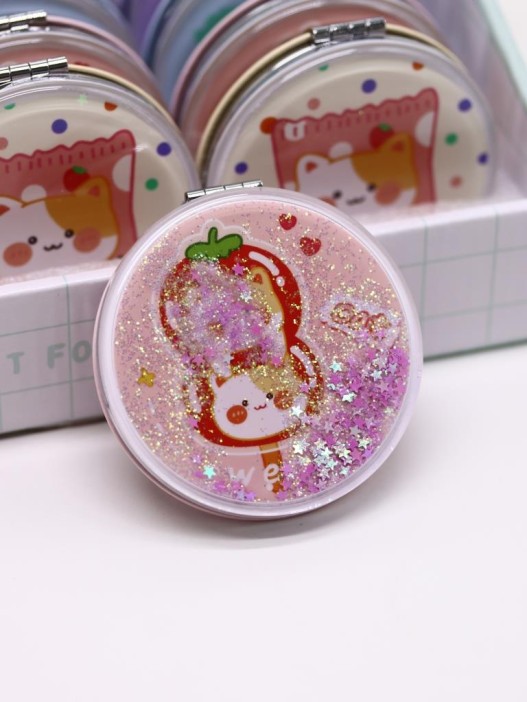 Зеркало раскладное шейкер &quot;Lucky Kittens&quot;, розовое, 7*7 см 