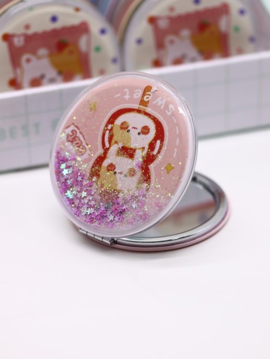 Зеркало раскладное шейкер &quot;Lucky Kittens&quot;, розовое, 7*7 см 