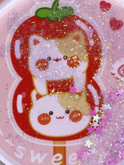 Зеркало раскладное шейкер &quot;Lucky Kittens&quot;, розовое, 7*7 см 