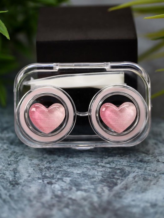 Контейнер для линз «Circle hearts», pink 