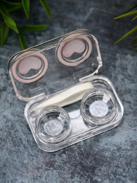 Контейнер для линз «Circle hearts», pink 