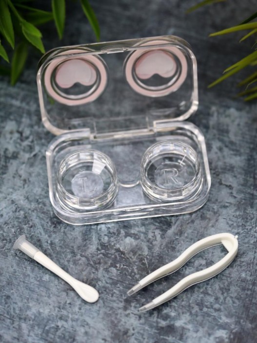 Контейнер для линз «Circle hearts», pink 