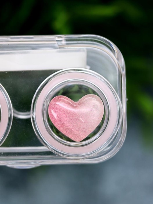 Контейнер для линз «Circle hearts», pink 