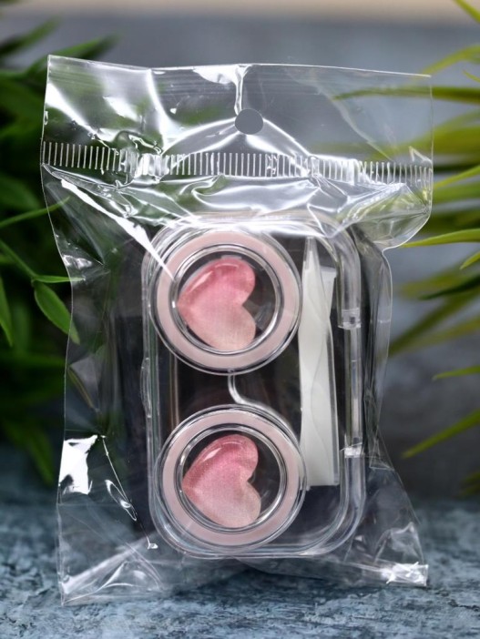 Контейнер для линз «Circle hearts», pink 
