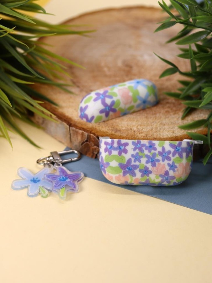 Чехол для AirPods Pro "Flower mix", purple-blue