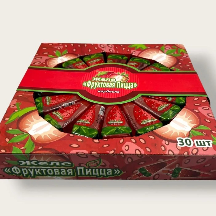 Желе "Фруктовая пицца" клубника (шоубокс - 30 шт.) 