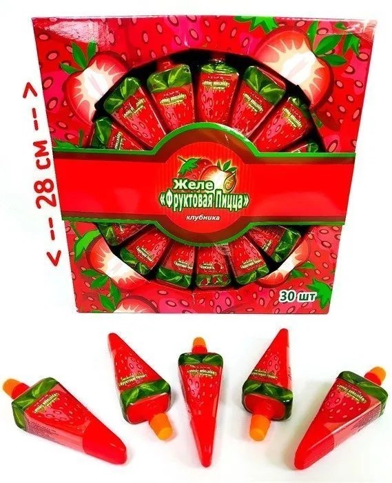 Желе "Фруктовая пицца" клубника (шоубокс - 30 шт.)