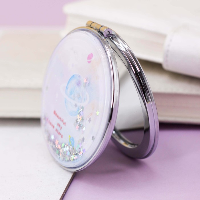 Зеркало-шейкер раскладное &quot;Planet stars&quot;, white (7*7 см) 