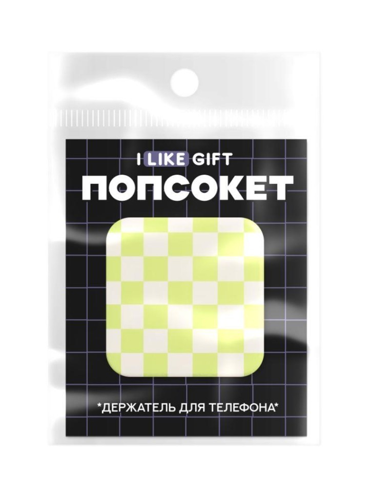 Попсокет-зеркало iLikeGift "Клетчатый", зеленый