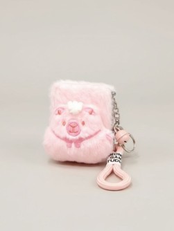 Плюшевое раскладное зеркало с брелоком "Fluffybara bow", розовое  (8.7*6.5 см)