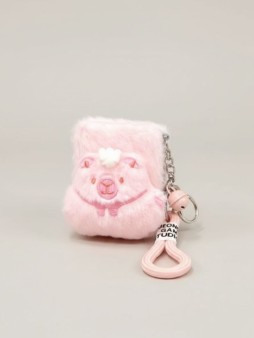 Плюшевое раскладное зеркало с брелоком "Fluffybara bow", розовое  (8.7*6.5 см)