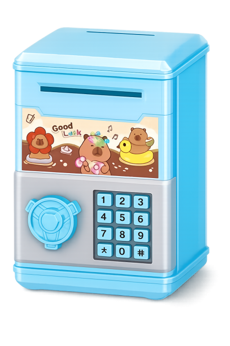 Копилка-сейф "Good luck", blue (11.5*8 см), пластик 
