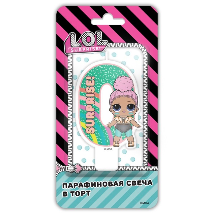 Парафиновая свеча в торт &quot;LOL. Цифра 0 , с героем&quot; 