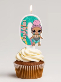 Парафиновая свеча в торт "LOL. Цифра 0 , с героем"