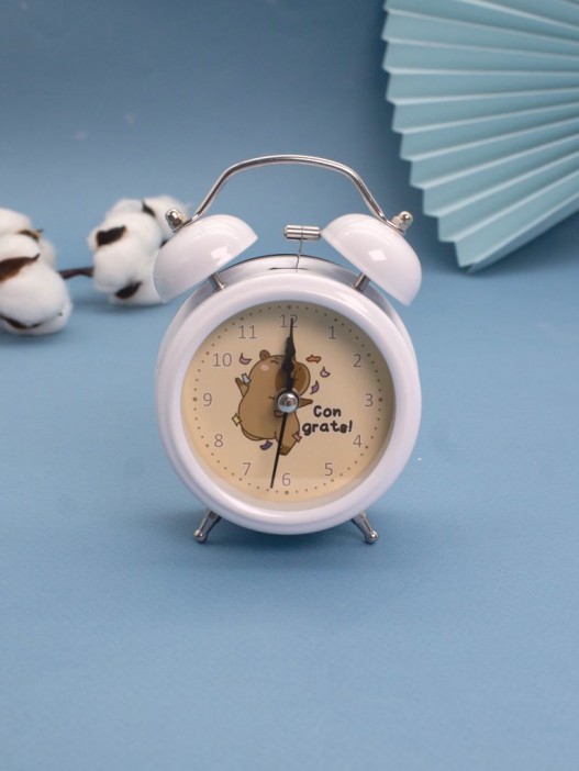 Часы-будильник «Capybara, congratel», white (12,5х9 см) 