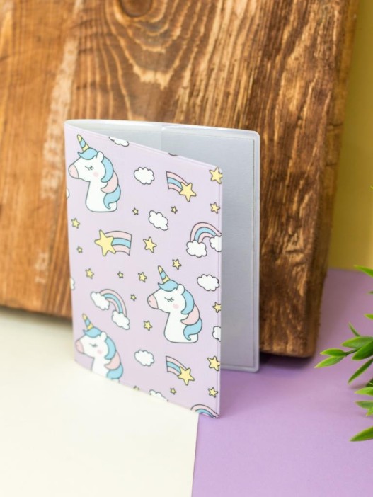 ОБЛОЖКА ДЛЯ ПАСПОРТА &quot;Rainbow Unicorn&quot;, плотность 600 мкм 