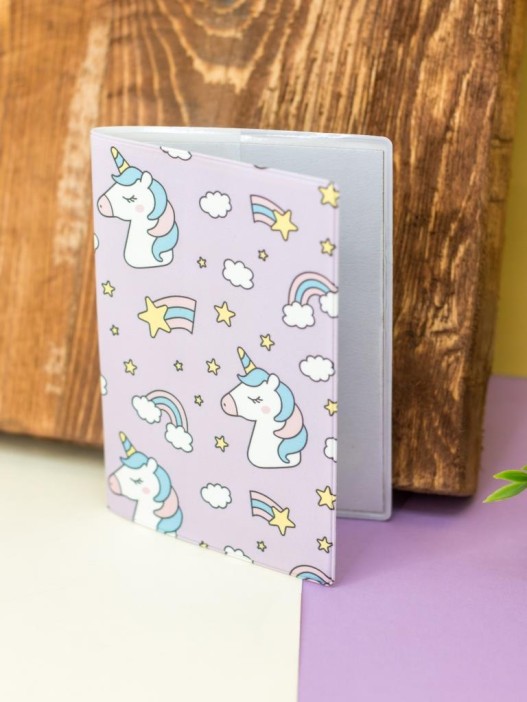 ОБЛОЖКА ДЛЯ ПАСПОРТА &quot;Rainbow Unicorn&quot;, плотность 600 мкм 