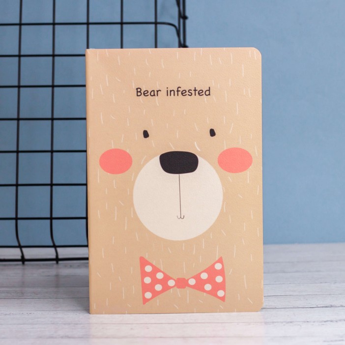 Тетрадь (A5) "Dreamy bear with bow", brown (13.5*20.5) 