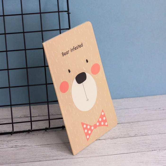 Тетрадь (A5) "Dreamy bear with bow", brown (13.5*20.5) 