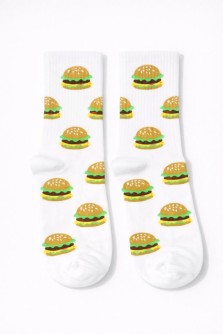 Носки женские "Гамбургеры", р. 35-40, белые
