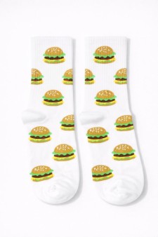 Носки женские "Гамбургеры", р. 35-40, белые