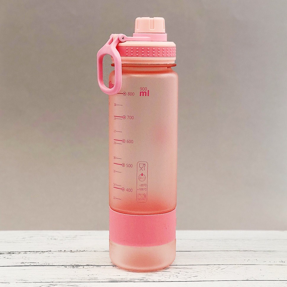 D02 Бутылка с силиконовой вставкой, pink (900ml)