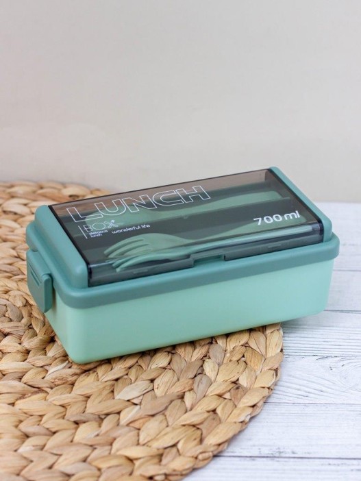 Ланчбокс &quot;Life every day&quot;, green (ложка+вилка), 700 мл 