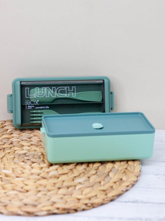 Ланчбокс &quot;Life every day&quot;, green (ложка+вилка), 700 мл 