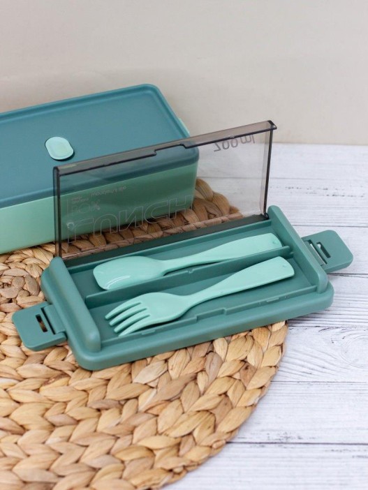 Ланчбокс &quot;Life every day&quot;, green (ложка+вилка), 700 мл 