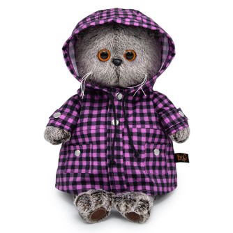 Мягкая игрушка "Кот Басик в клетчатом плаще" (22 см)
