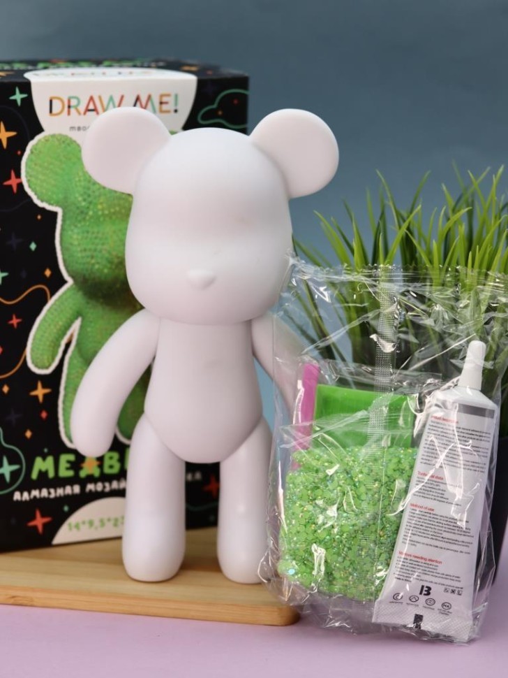 Алмазная мозаика на фигурке Draw Me! "Зеленый мишка", (23*14*9,5 см)