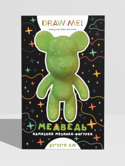 Алмазная мозаика на фигурке Draw Me! "Зеленый мишка", (23*14*9,5 см)