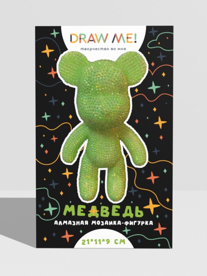 Алмазная мозаика на фигурке Draw Me! "Зеленый мишка", (23*14*9,5 см)