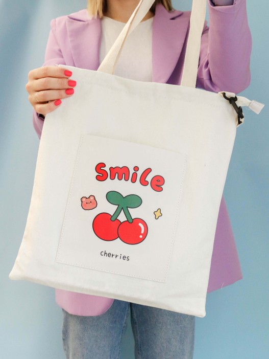 Сумка шоппер &quot;Smile cherries&quot;, white 
