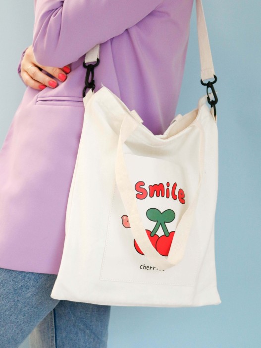Сумка шоппер &quot;Smile cherries&quot;, white 